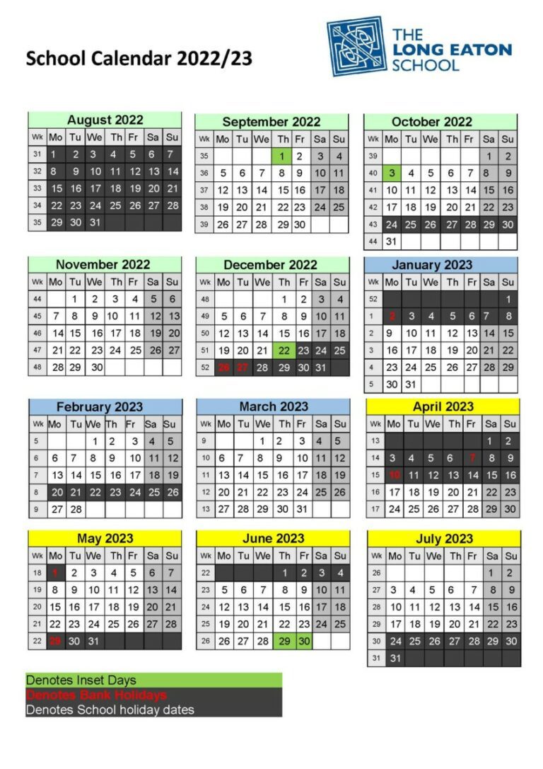 Term Dates Long Eaton School