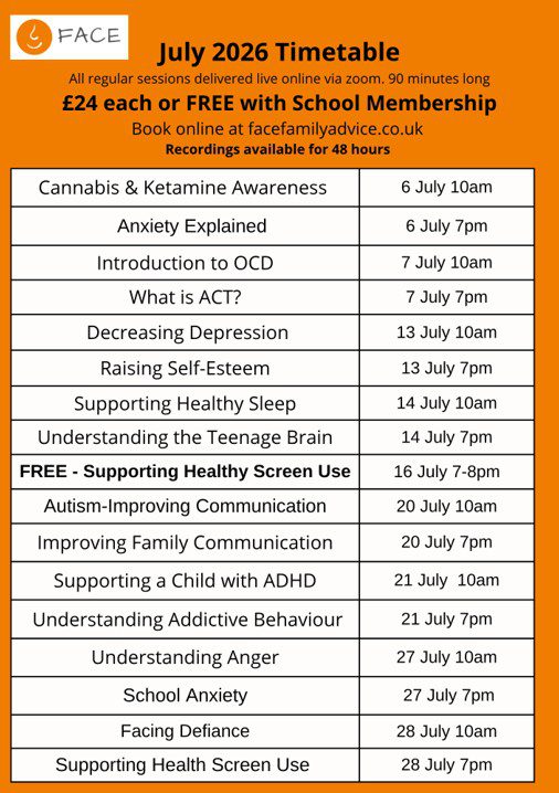 FACE July 2026 Timetable